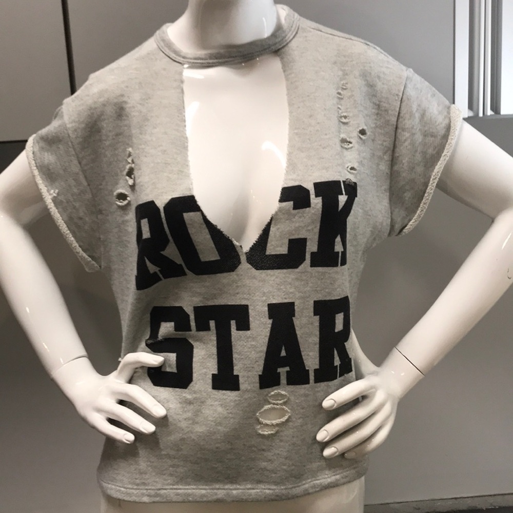 ‘Rock Star’ Distressed Sweater S/M made in usa